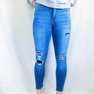 Hollister skinny jeans- Ripped with patches